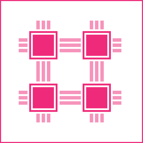 Multicore OCR Icon of linked processors